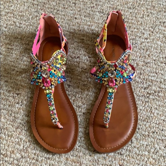Gianni Bini Shoes - Gianni Bini Crowne Jeweled T-Strap Ankle Sandal